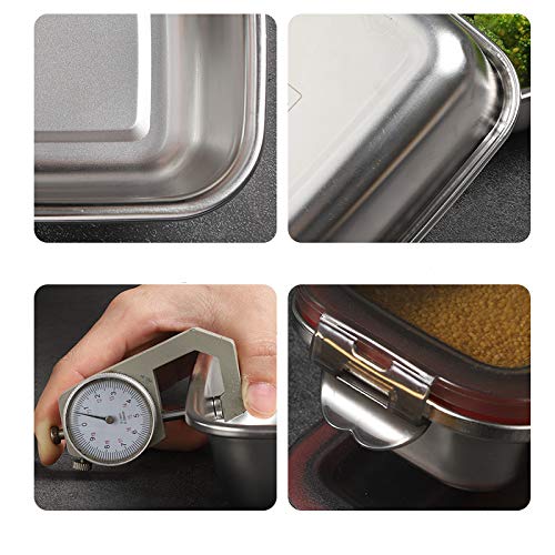 3 Pieces Stainless Steel Food Storage Container With Lids Airtight Metal Food Containers Stackable Meal Prep Leftover Containers