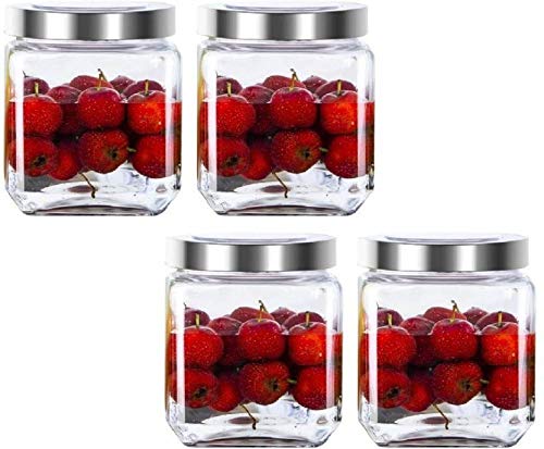 Ravizaa Glass Round 580Ml Transparent Glass Jars & Containers For Kitchen Pantry, Snacks, Masala, Pickles, Dry Fruits, Coffee Be