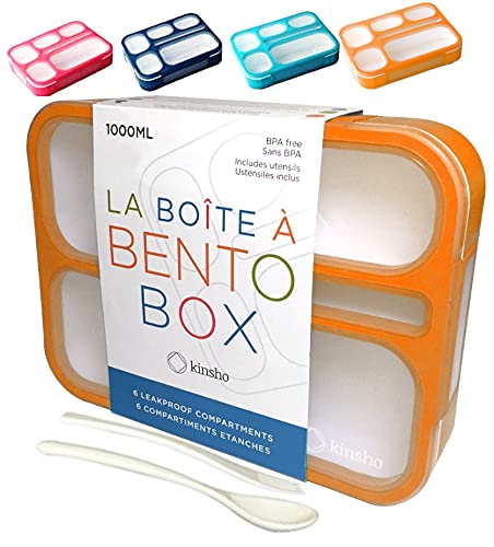 Bento Lunch Box For Kids, Boys, Girls, Adults | 6 Compartment Lunch-Boxes | Leakproof School Snack Or Meal Portion Container | B