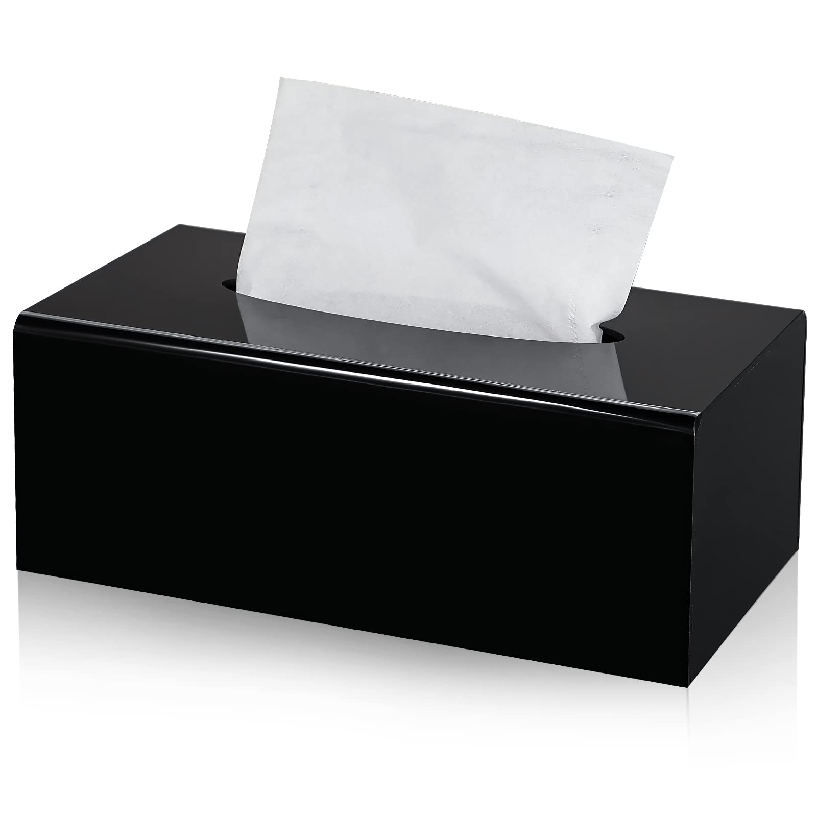 Kamehame Tissue Box Cover Rectangle Acrylic Tissue Holder 10.2X5.5X3.9 Inch Black Dryer Sheet Holder Container Tissue Dispenser