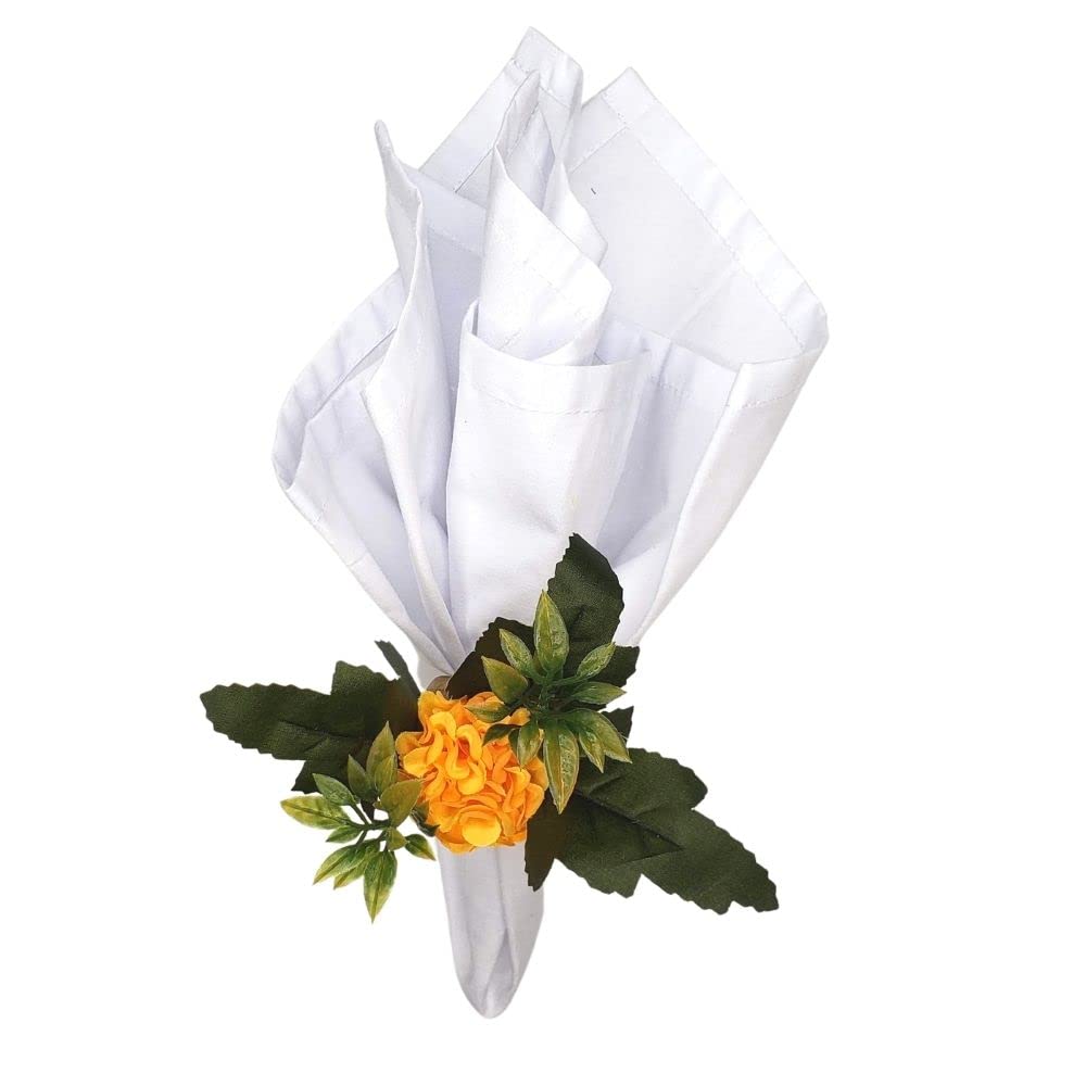 Maison Charlo | Set Of 4 Napkin Rings Chrysanthemum Charm |Napkin Ring Holders For Formal And Casual Dining Table Decor- Sunshin