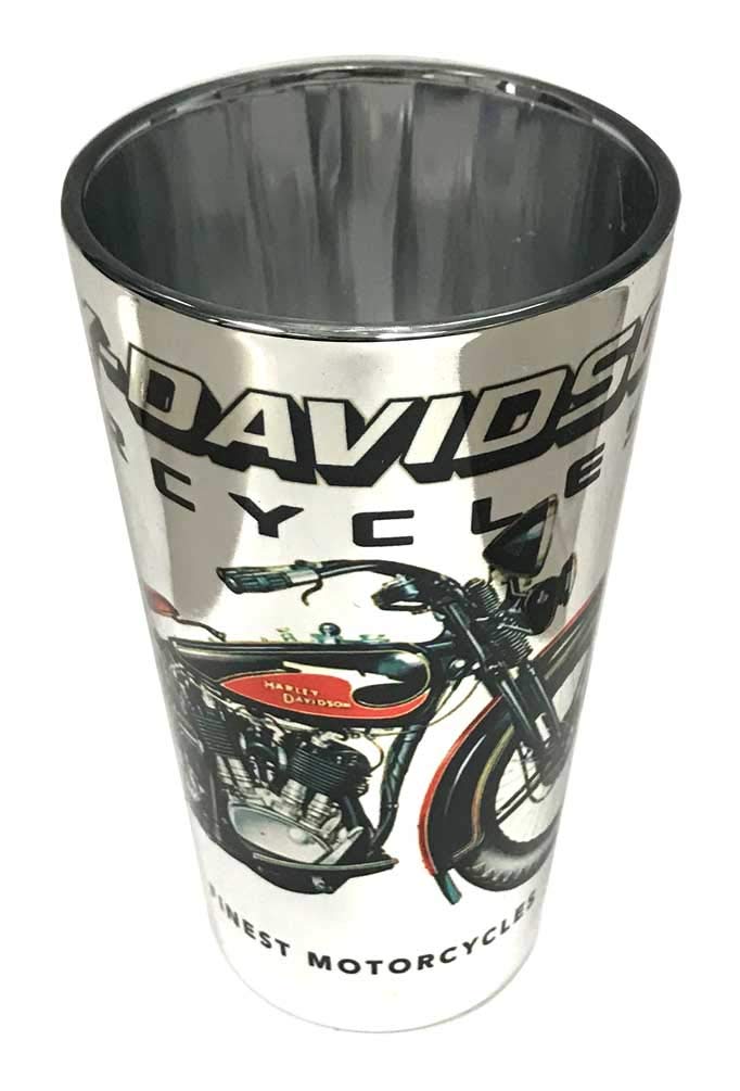 Harley-Davidson Vintage Motorcycle Pint Glass - Silver, 16 Oz. 3Pt4900Ep