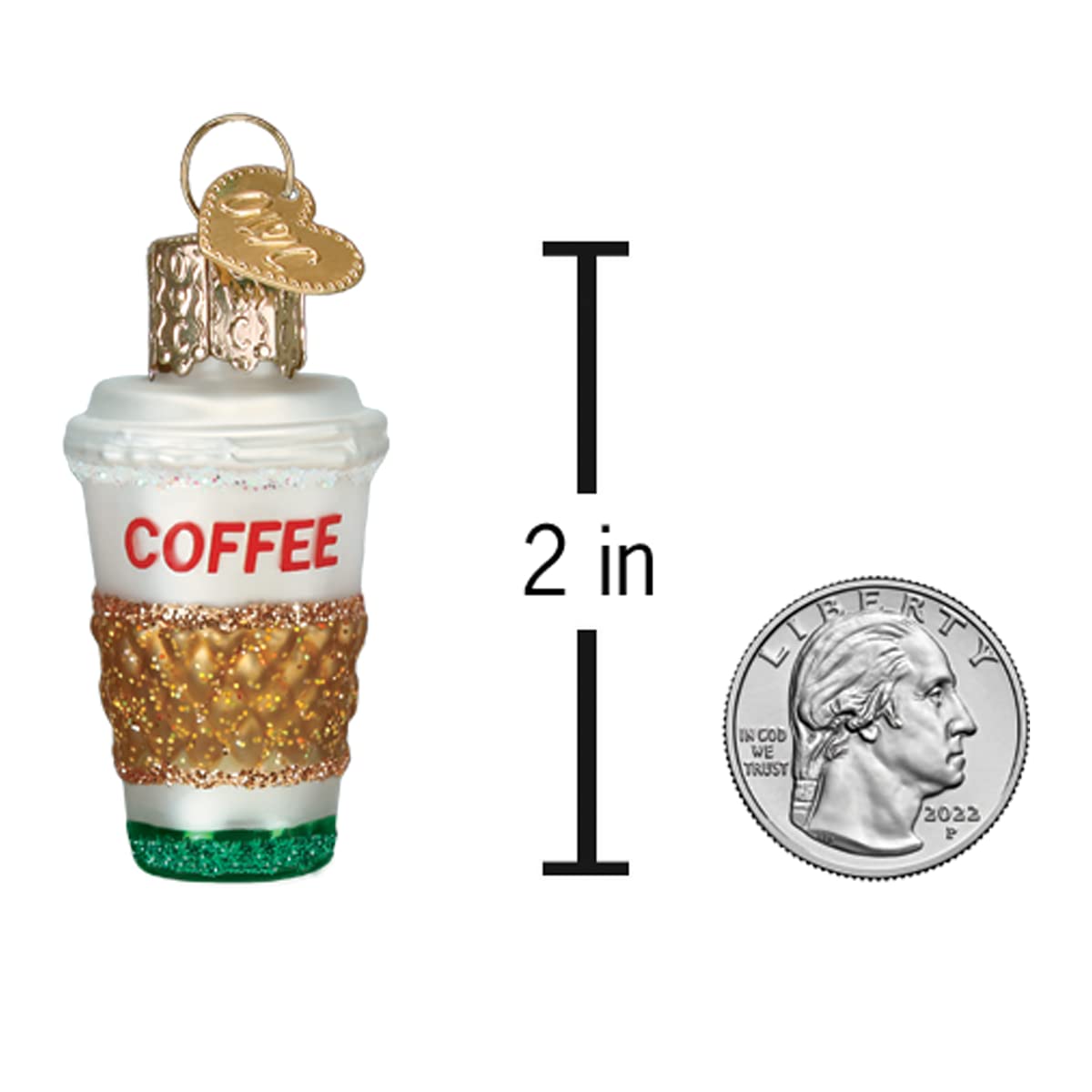 Old World Christmas Mini Coffee to Go Glass Blown Ornament for Christmas Tree, Handcrafted Holiday Decoration, Beverage Collecti