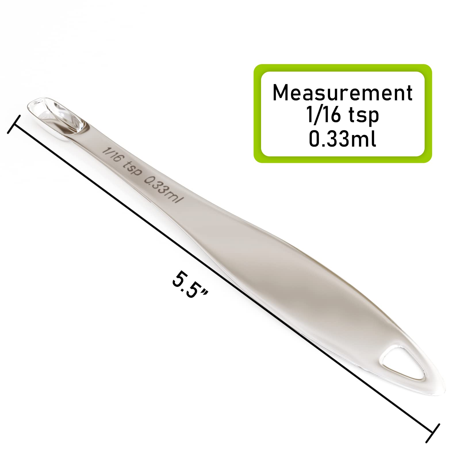 Beryler 1Pcs 1/16Teaspoon (0.33Ml) Single Measuring Spoon, Individual Stainless Steel Long Handle Measure Tablespoon Only