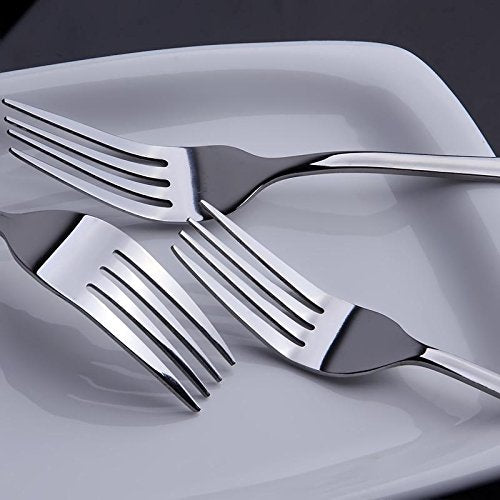 Horntide 6-Piece Dinner Forks Set 4 Tines Table Fork Flatware Stainless Steel Mirror Polishing 7-Inch 18Cm