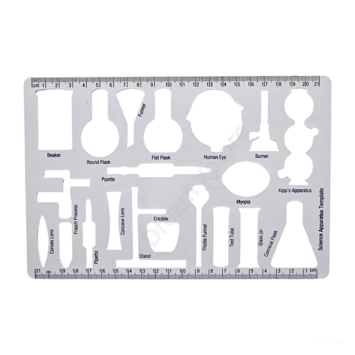 Dream Xplore Science Stencil Template Size L22.5 Cm, W 15 Cm 1 Pc  Beaker,Bunsen Burner,Flask,Pipette,Test Tube,KippS Appara