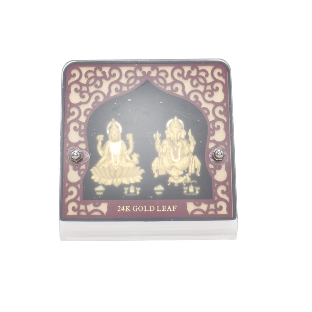 Moonplus Glass Lakshmi Tabletop Ganesh Murti Idol Frame|Laxmi Ganesha Photo|Temple, Table Decor, Wall Home Decoration|Diwali And