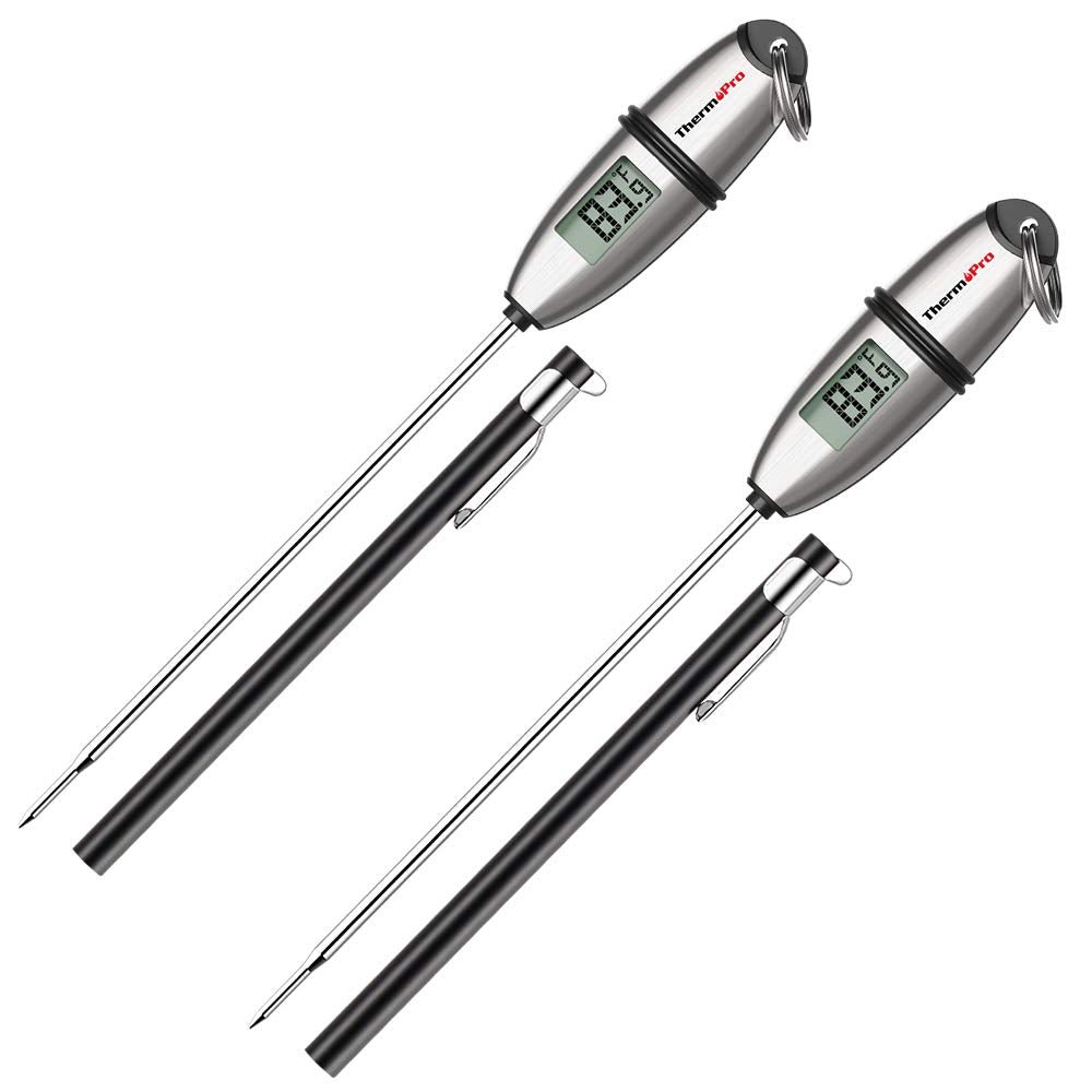 Thermopro Tp-02S(2 Pack) Instant Read Meat Thermometer Digital Cooking Food Thermometer With Super Long Probe For Grill Candy Ki