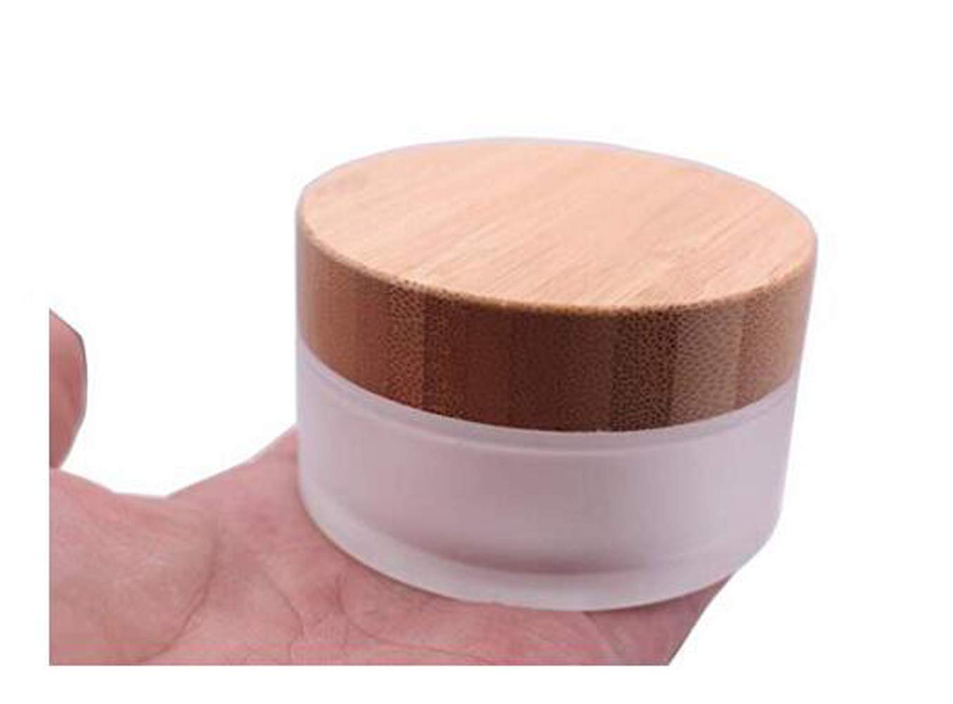 1Pcs Round Frosted Glass Cream Jar Glass Bottle With Inner Liners And Environmental Bamboo Lids Empty Makeup Container Dispenser