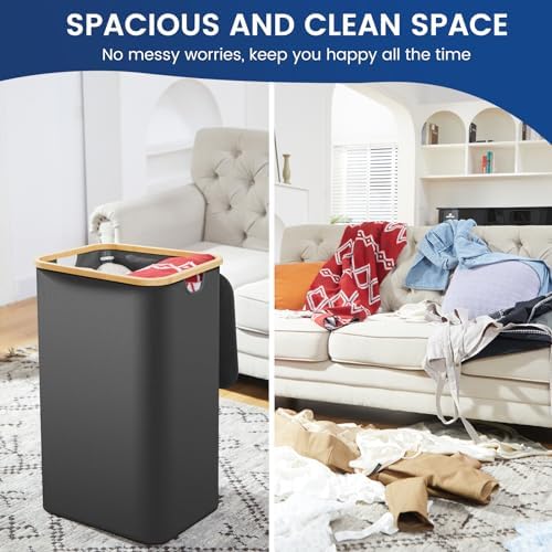 Bathola Laundry Basket With Lid, 120L Clothes Hamper For Laundry Basket, Laundry Hamper Organizer For Bedroom, Laundry Room, Dir