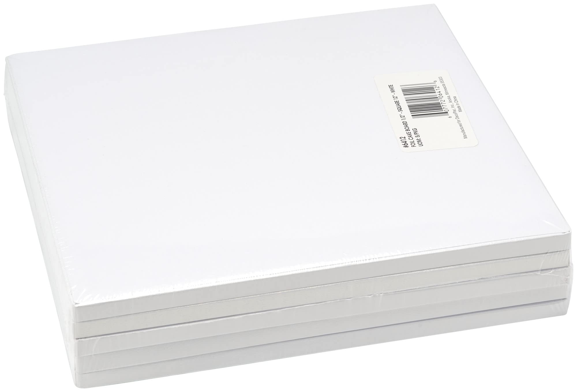 Decopac Square Cake Drum, Pack Of 5, 12'', White