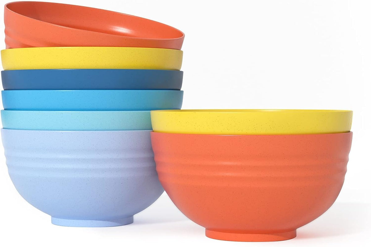 Homestockplus 34 Oz Large Soup Bowls, 8 Pieces Deep Cereal Bowls, Unbreakable Color Kitchen Bowl For Oatmeal, Ramen, Dessert, Sn