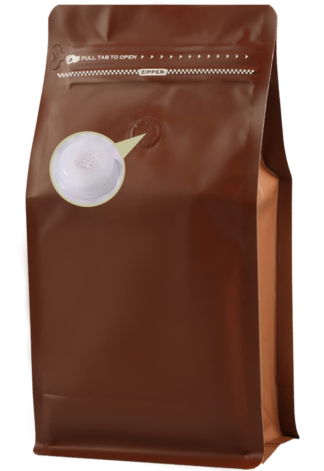 DMPACKDM Coffee Bags with Valve(16 oz,1 lb,50pcs) Brown High Barrier Aluminumed Foil Flat Bottom Heat Sealed Coffee Beans Packag