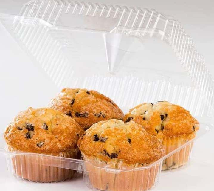 Decony Clear Jumbo Cupcake Giant Muffin Container Boxes Disposable Plastic Boxes Holds 4 Jumbo Cupcake Muffins Each - 11 Boxes