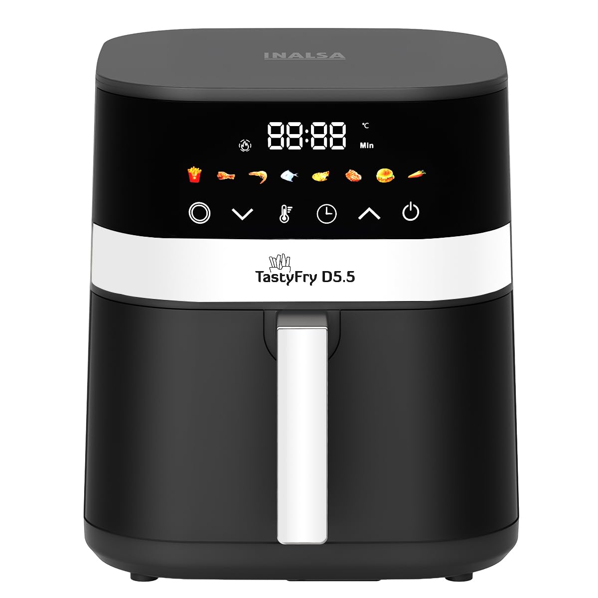 Inalsa Air Fryer 5.5 Ltr|1400 W With Air Crisp Technology|Air-Fryer With Digital Display|8 Preset Menu & Function Symbols|Air Fr