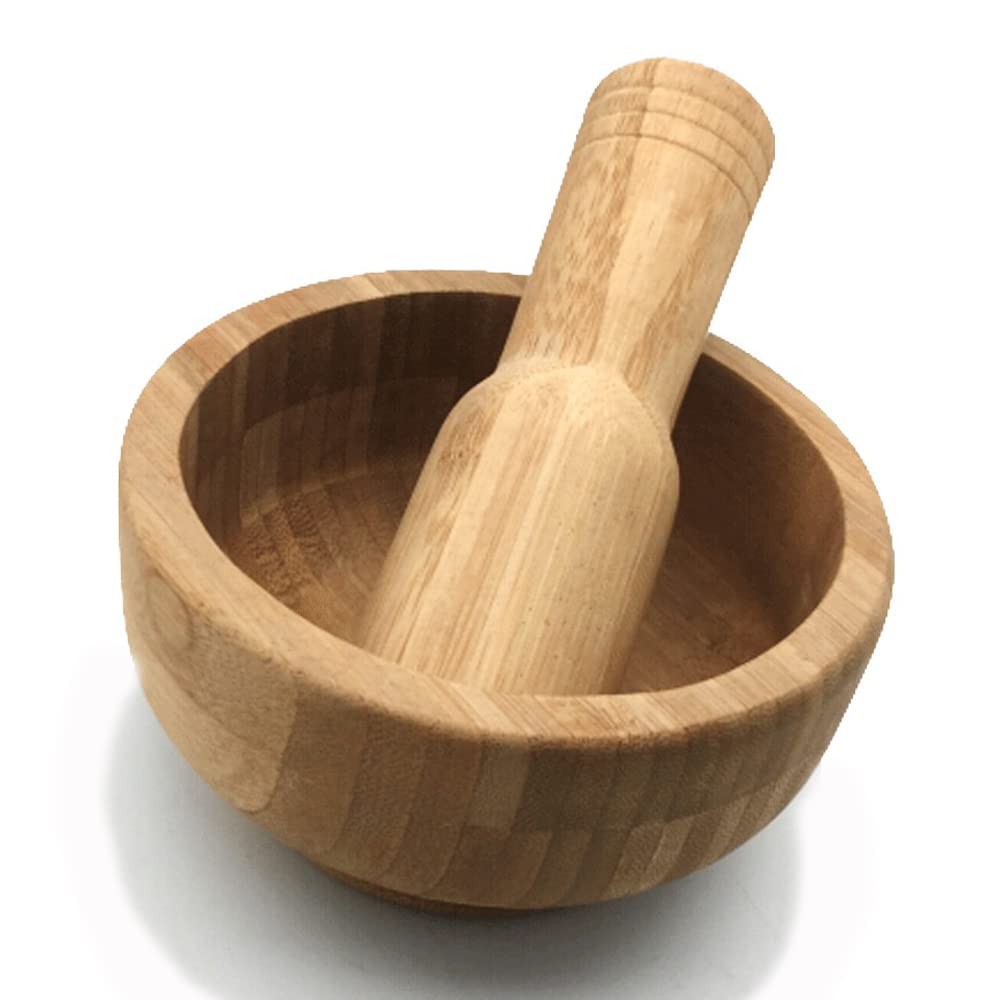 Japanbargain 4100, Bamboo Wooden Mortar And Pestle Set, 5-Inch