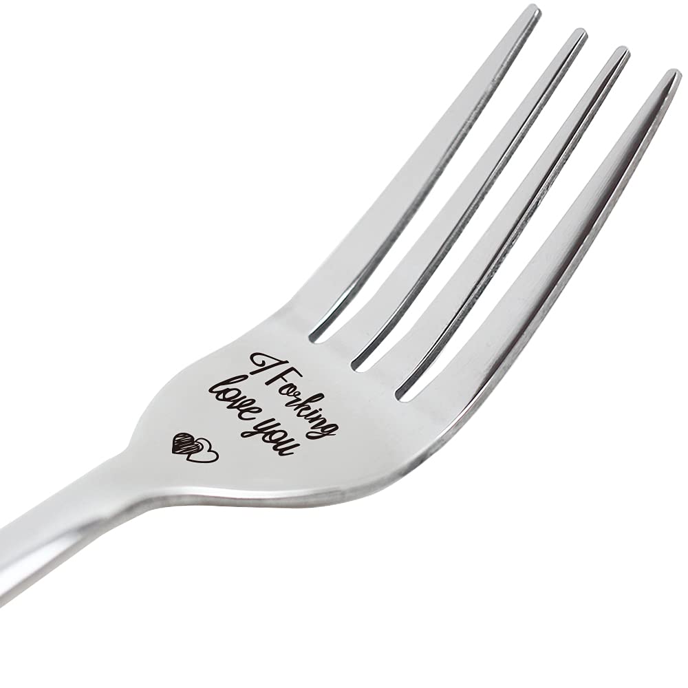 Three Human I Forking Love You Inspirational Funny Engraved Fork, Gift For Boyfriend, Girlfriend, His, Her, Husband, Wife, Cute