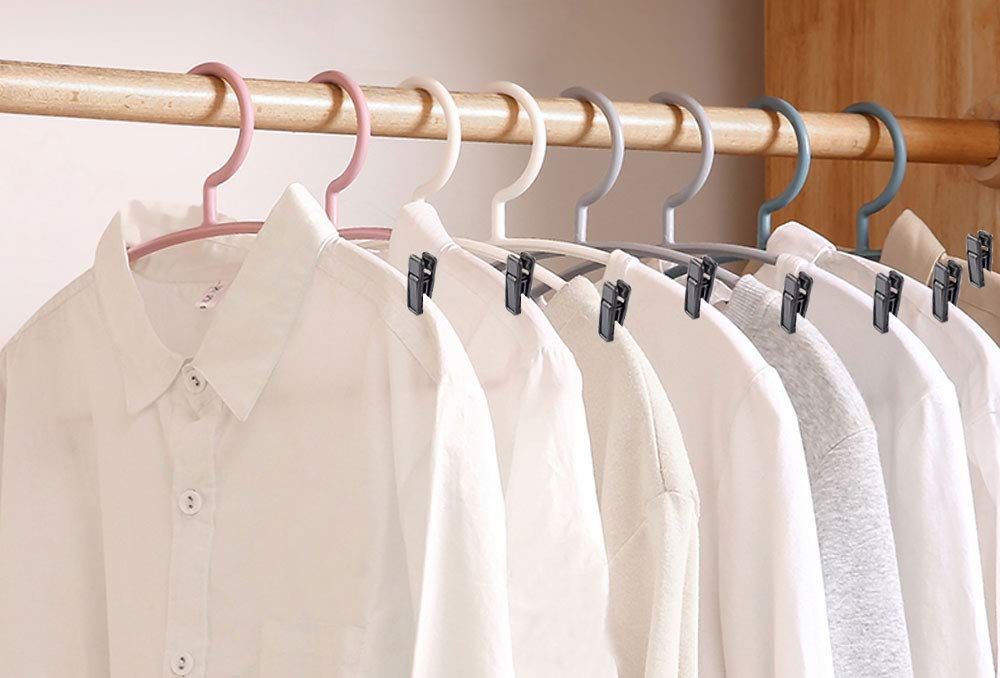 KISEER Plastic Baby Hanger Clips  40 Pcs Slim-line Finger Clips Set Clothes Hanger Velvet Hanger (Black)