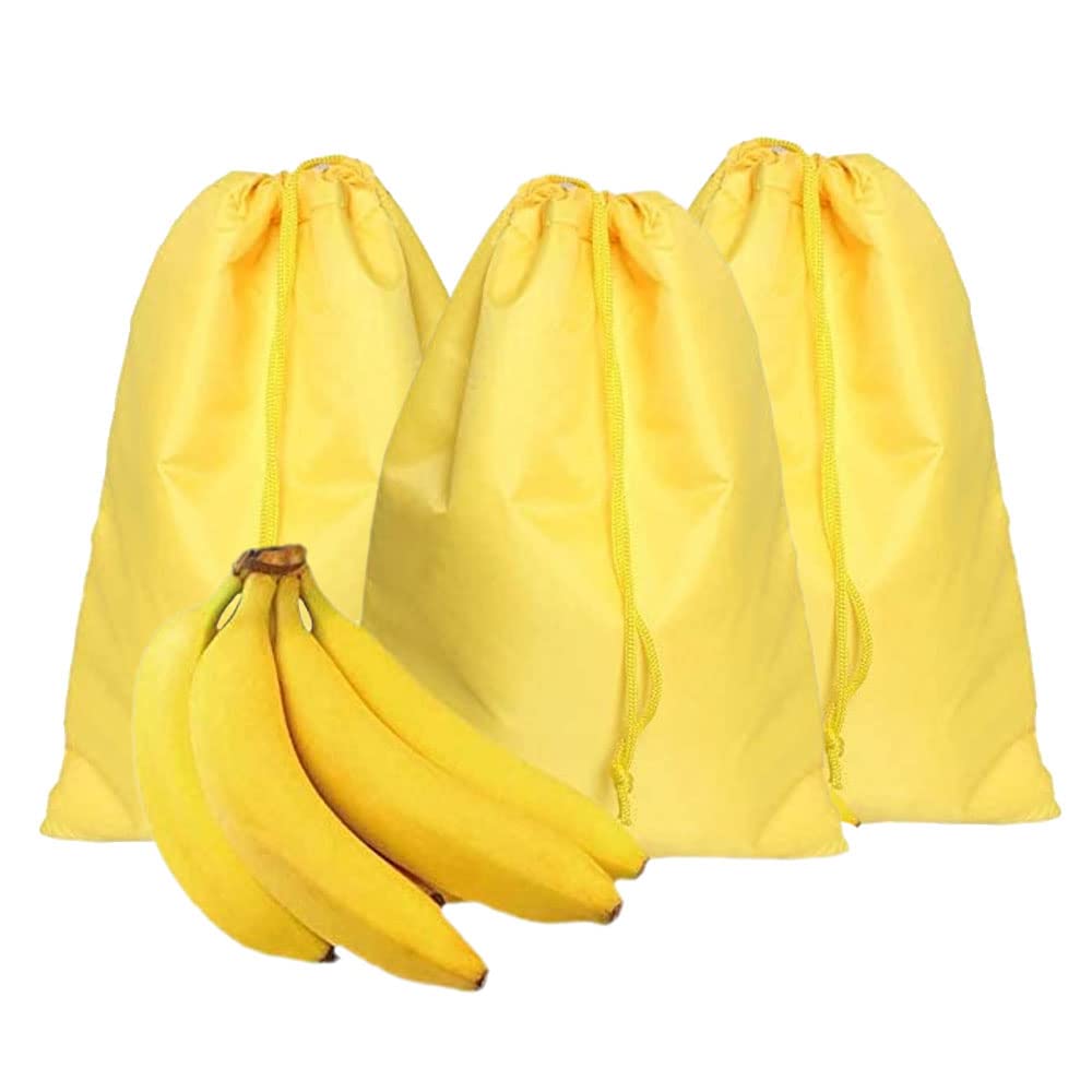 Morsne Banana Bag Storage Bags Prevent Ripening Keep Bananas Fresh Longer Looking Lightweight Veggie Washable Durable(Yellow-3 P