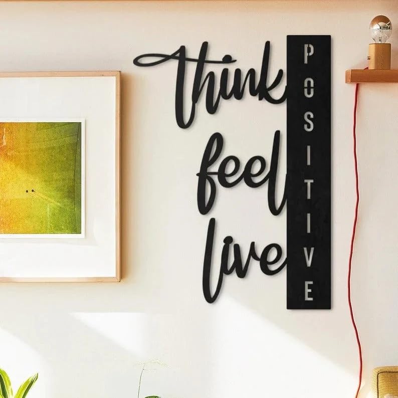 7 Decore Positivity Pulse Wood Wall Decor | Ideal For Living Room, Bedroom, Kitchen, Office, Hotel - Easy To Clean, Water Splash