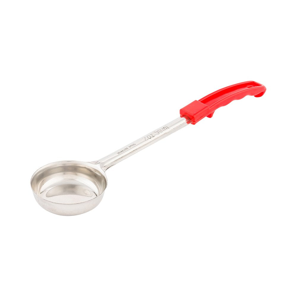 Restaurantware Met Lux 2 Ounce Portion Ladle 1 With Red Handle Portion Serving Spoon - Does Not Corrode Dishwashable Stainless S