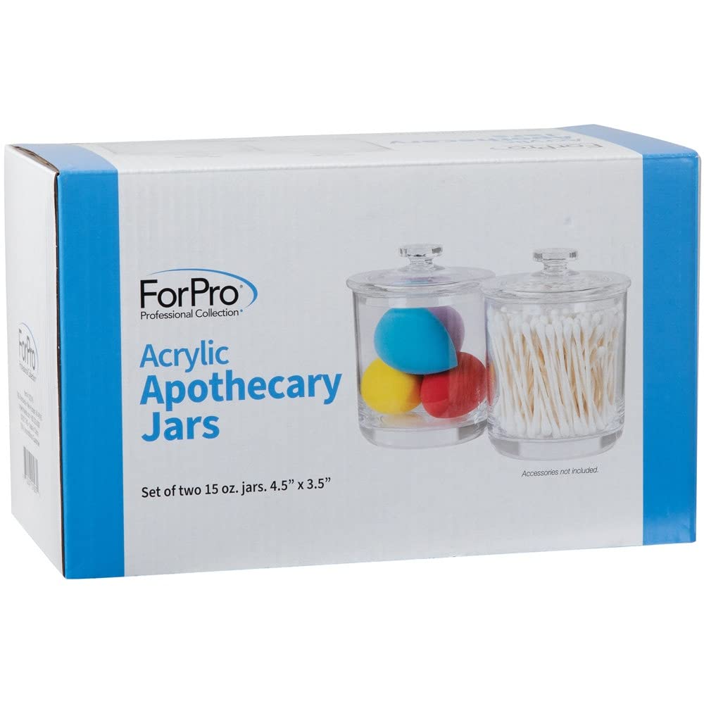 Forpro Acrylic Apothecary Jars With Lids, Set Of 2 15 Oz Storage Containers For Bathroom, Kitchen And Office, 4.5'' X 3.5''