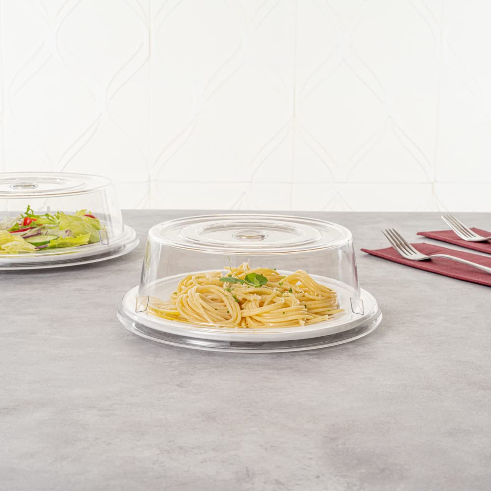 Restaurantware Cater Tek 8.5 Inch Polycarbonate Plate Cover 1 Shatterproof Dish Cover - Dishwashable For 8-Inch Plates Clear Pla
