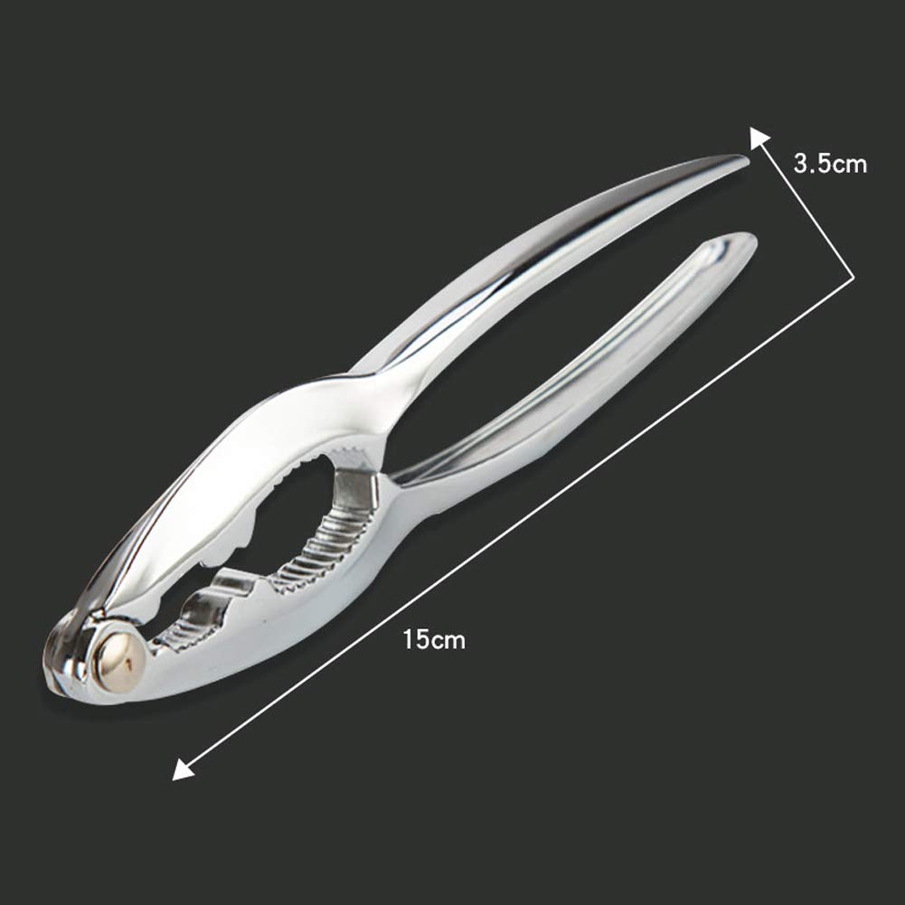 Lasenersm 1 Piece Nutcracker Chestnut Clip Walnut Pliers Lobster Shellers Crab Legs Crackers Seafood Tools Set, Silver