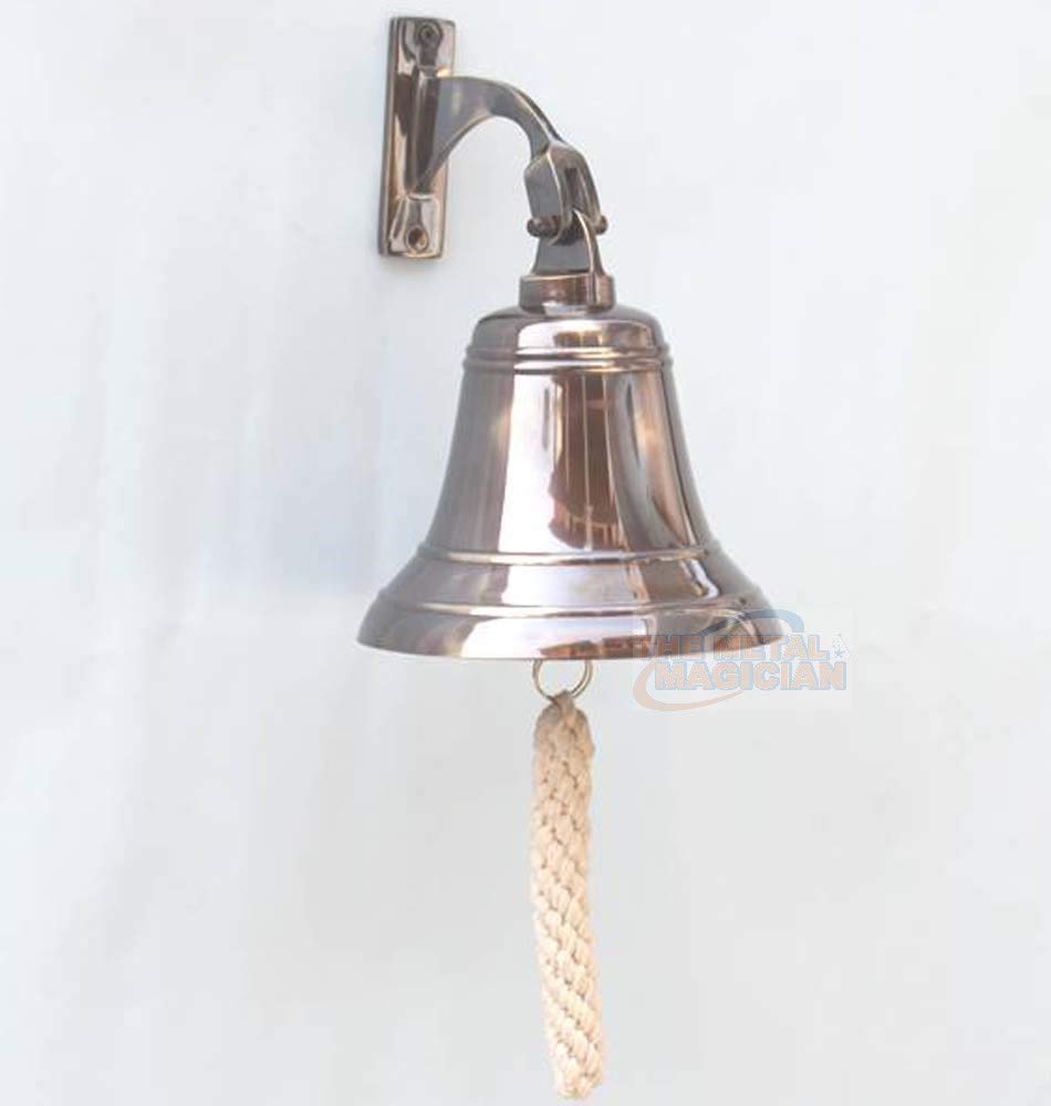 6 Solid Brass Bell Marine Wall Mounted Ship Bronze Finished Hanging Bell Perfect for Dinner, Indoor, Outdoor, School, Bar, Recep