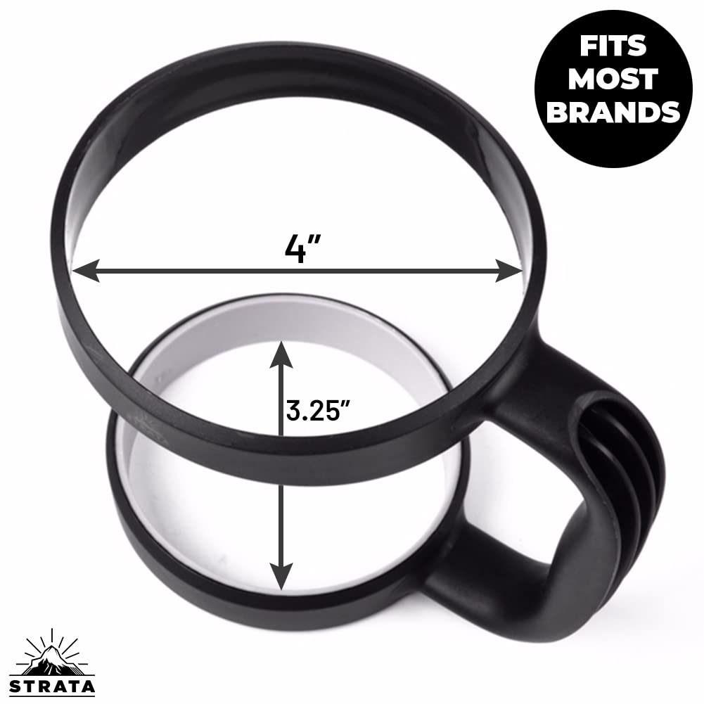 Strata Cups 30 Oz Tumbler Handle - Available For 30 Oz Yeti Tumbler, Ozark Trail Tumbler, Rambler Tumbler- Bpa Free (Black)