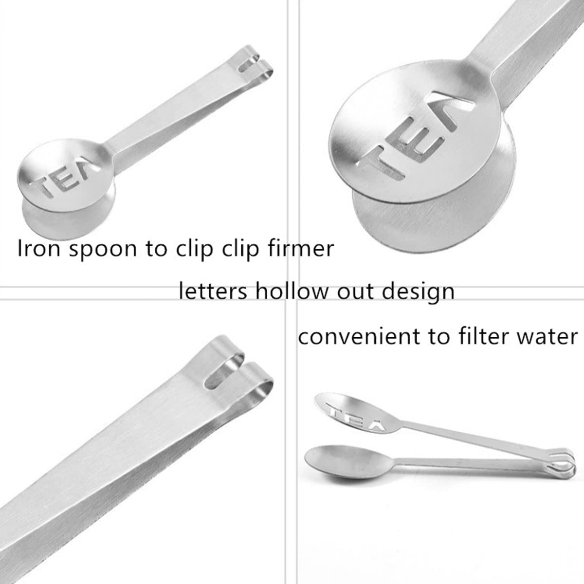 Tea Bag Squeezer, 2Pcs Stainless Steel Tea Bag Spoon, Teabag Tong Strainer Holder For Loosing Leaf, Gripping Ice Cube, Sugar (Si