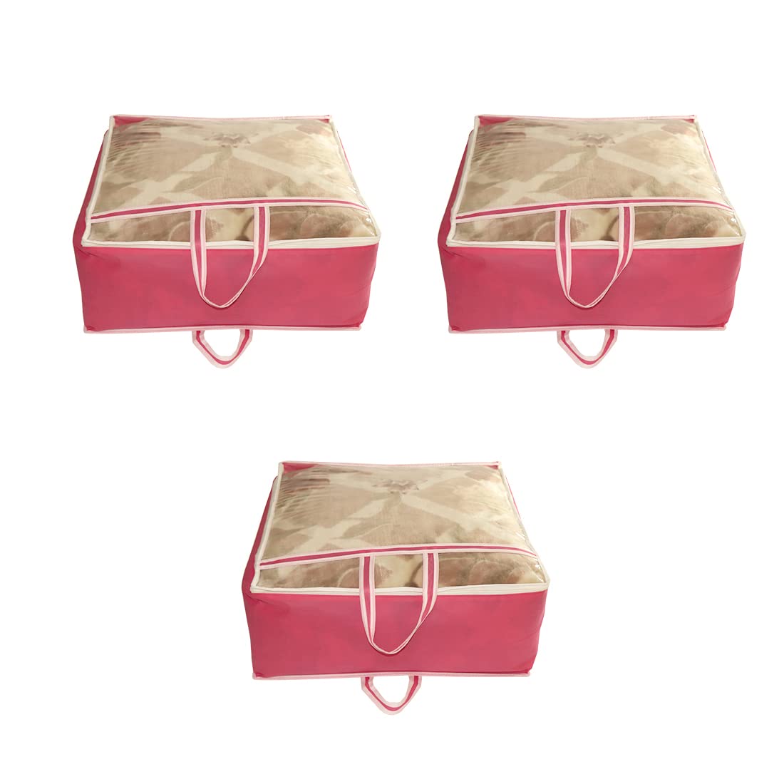 Ankit International Garments Protect Clothes Organizer/Storage Bags For Blanket, Quilts & Rajai Storage Combo Pack Of 03 With Du