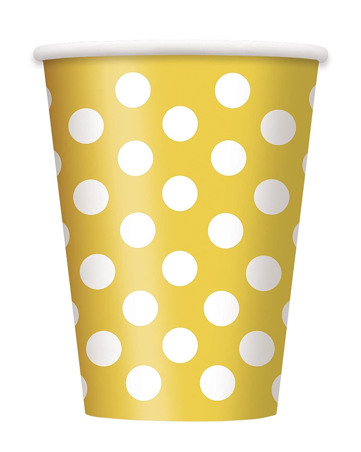 Unique Polka Dot Party Paper Cups, 12 Oz, Sunflower Yellow