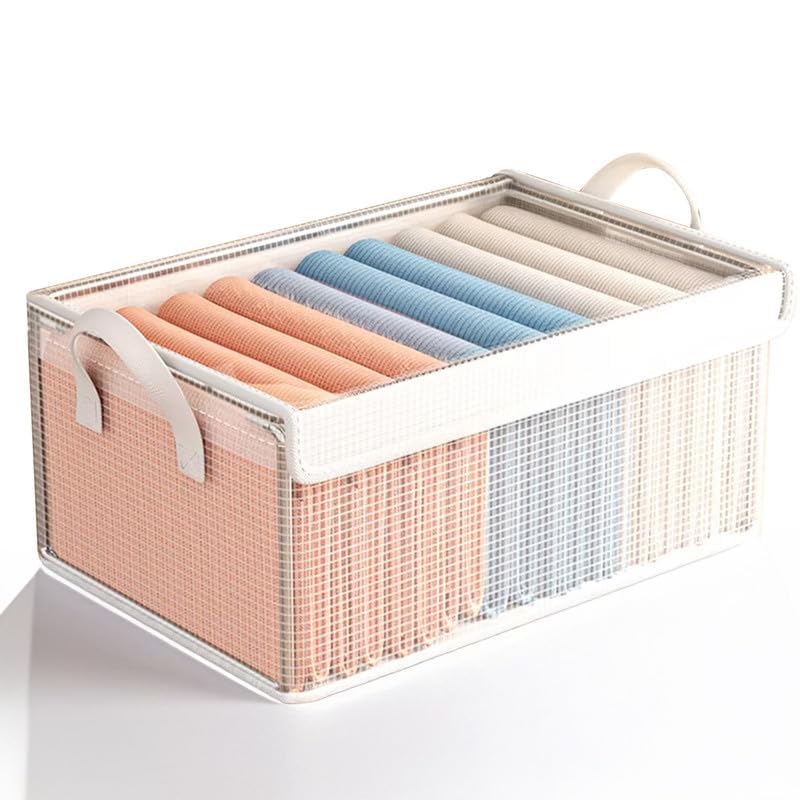 Blurism Foldable Storage Bin With Lid And Handle, Versatile Storage Baskets Boxes For Toys, Papers, Books, Makeups, Hamper Box W