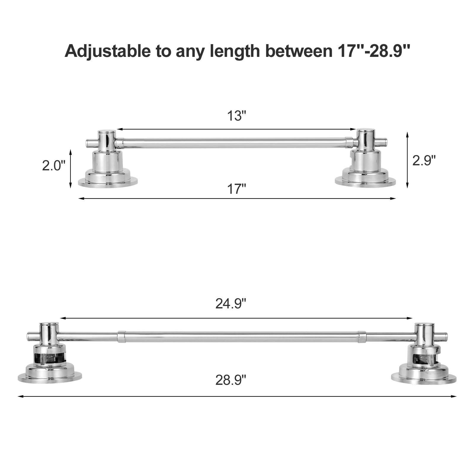 Suction Cup Towel Holder Adjustable 15.75'' To 25.6'' Bath Towel Bar Stainless Steel Heavy Duty Towel Rack For Shower And Bathro