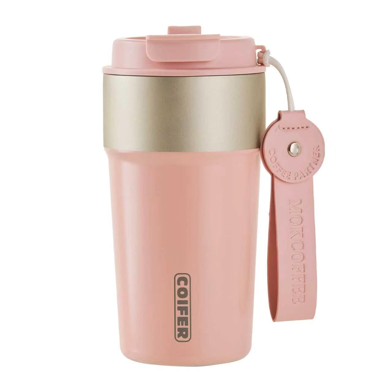 coifer Travel Coffee Mug Insulated Tumbler, Pink