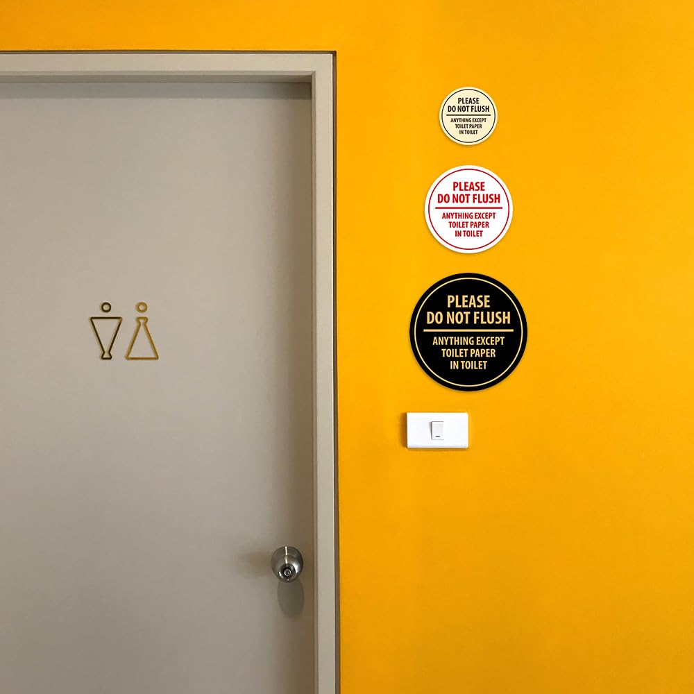 Signs Bylita Circle Please Do Not Flush Anything Except Toilet Paper Wall Or Door Sign - Double-Sided Adhesive Foam Tape | Durab