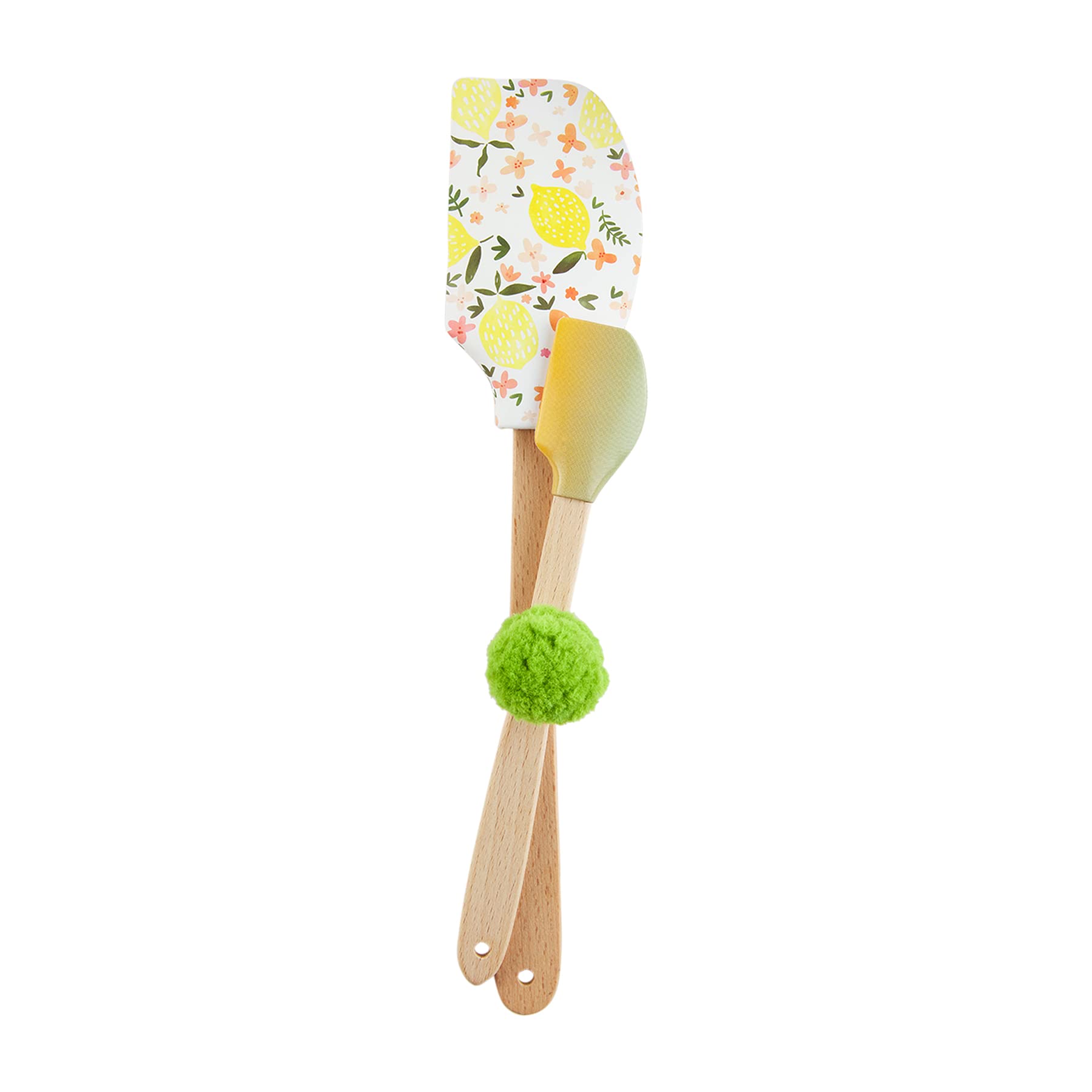 Mud Pie Floral Spatula Set, Green, Large 12'' X 2.5'' | Small 8''