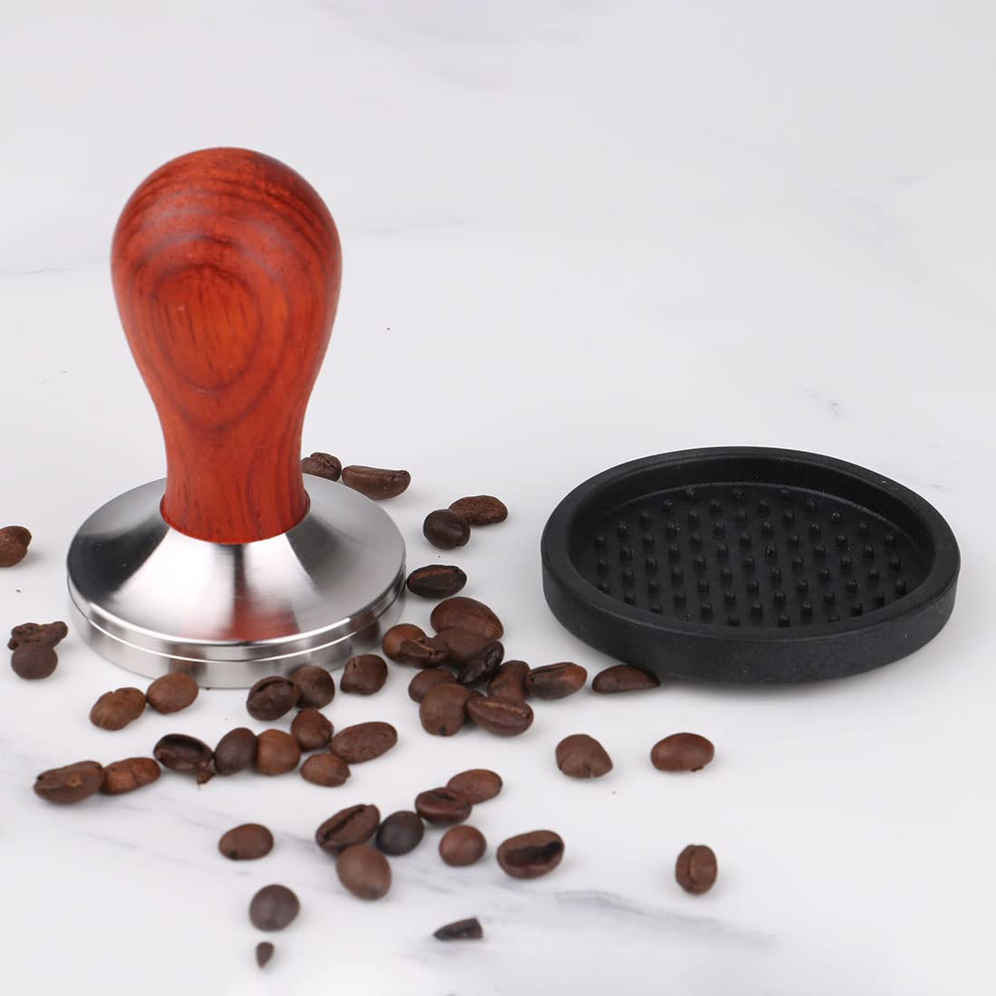Omgogo Coffee Tamper 53Mm Stainless Steel Barista Espresso Base Coffee Bean Press With Mat Tamper With 304 Stainless Steel Base