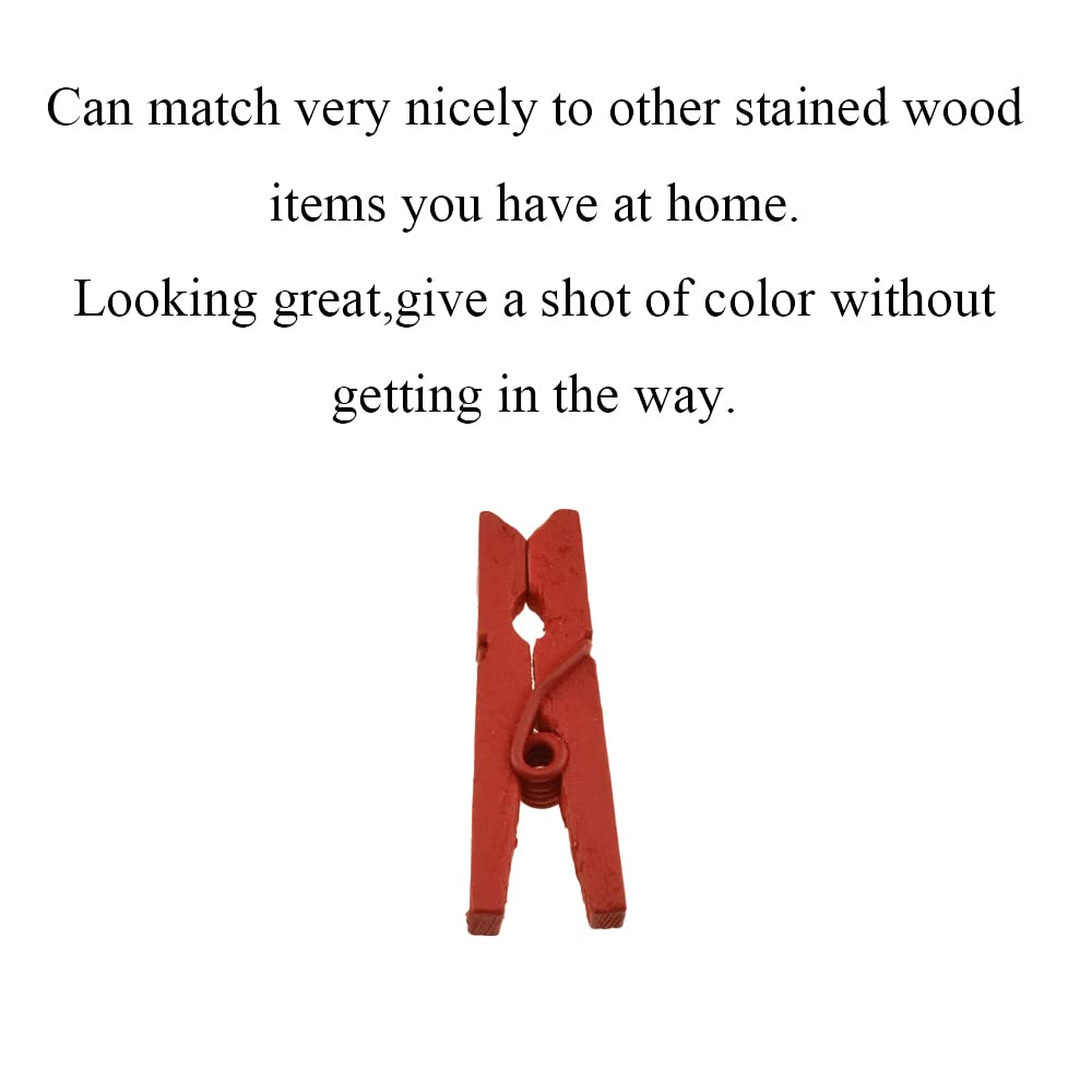 Hahiyo Red Wooden Clothes Pins Clothespins Mini Aviod Fall Apart 1 Inches Length 80 Pack Strong Springs No Rust No Discoloration
