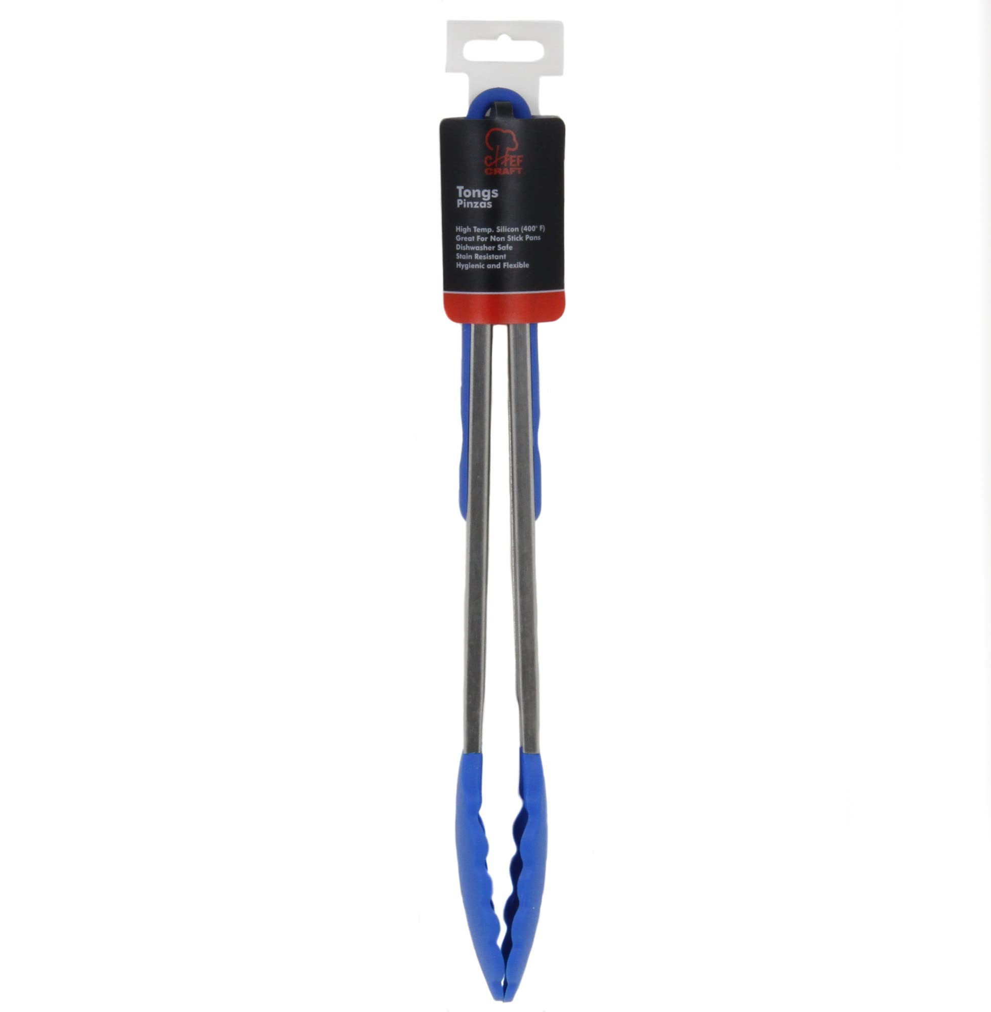 Chef Craft Premium Silicone Cooking Tongs, 12 Inch, Blue