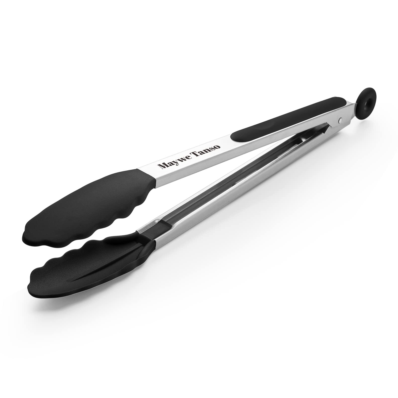 600? Heat Resistant Kitchen Tongs For Cooking With Silicone Tips,Maywe Tanso 12-Inch Stainless Steel Locking Cooking Tongs Food