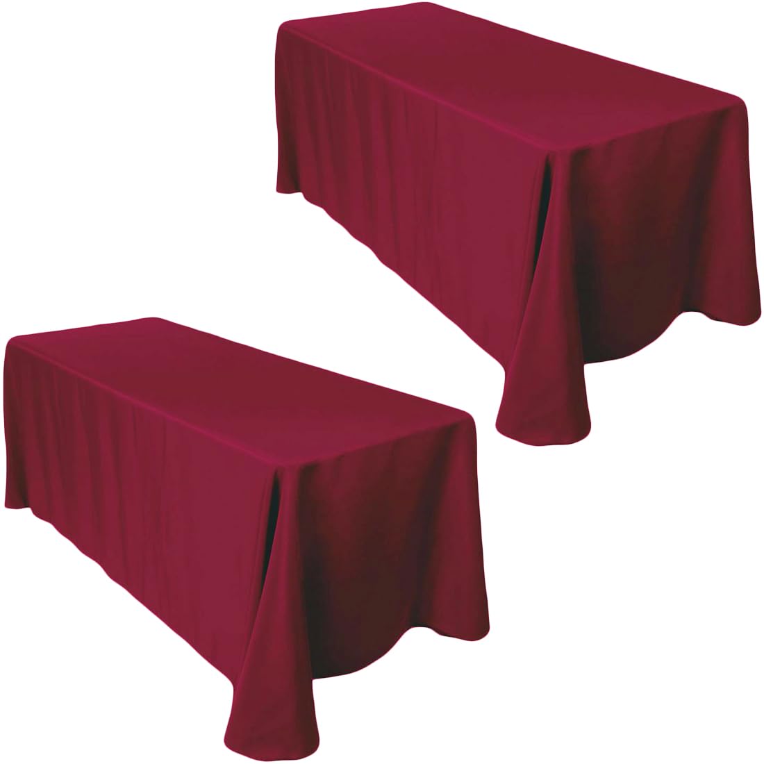 Ltc Linens 2-Pack Rectangular Tablecloths 90 In X 132 In With Rounded Corners - Burgundy Table Cloths For 6 Ft Rectangle Tables