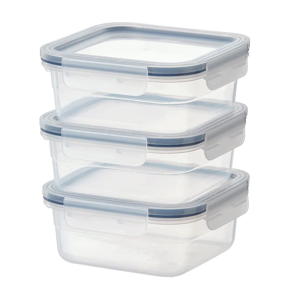 Ikea TSSP Food container, square/plastic750 ml (25 oz)(Pack of 3)