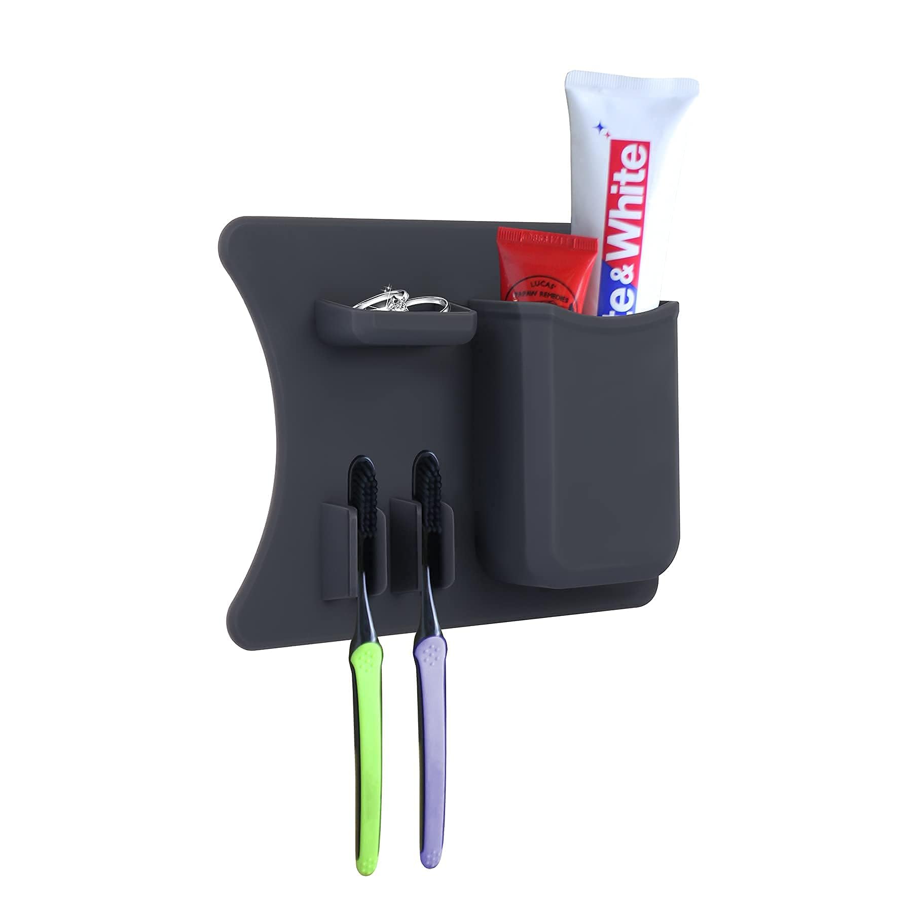 Frafuo Shower Toothbrush Holder For Shower Wall-Couples Black Adhesive Toothbrush Holder For Shower-Waterproof Holes In Bottom+S