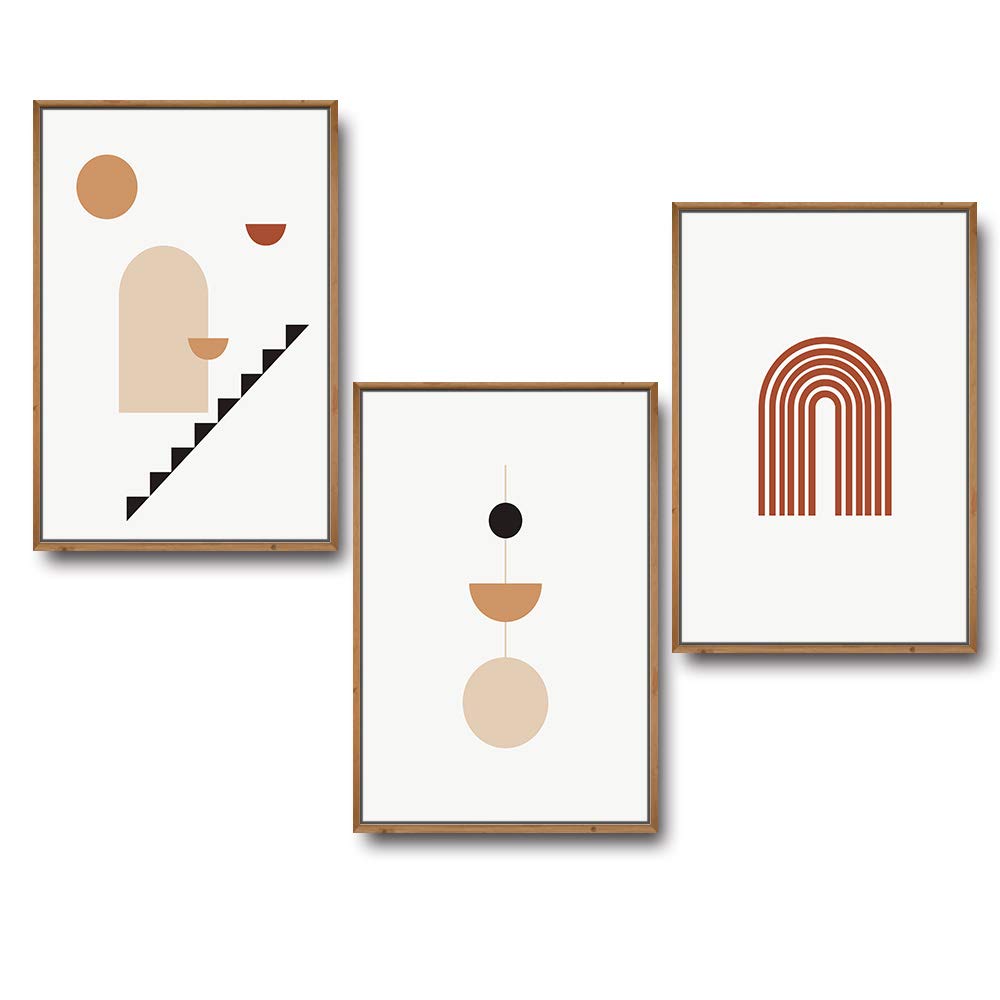 Idea4Wall Framed Wall Art Print Set Mid-Century Negative Space Polygon Variety Abstract Patterns Digital Art Pop Art Bohemian Co