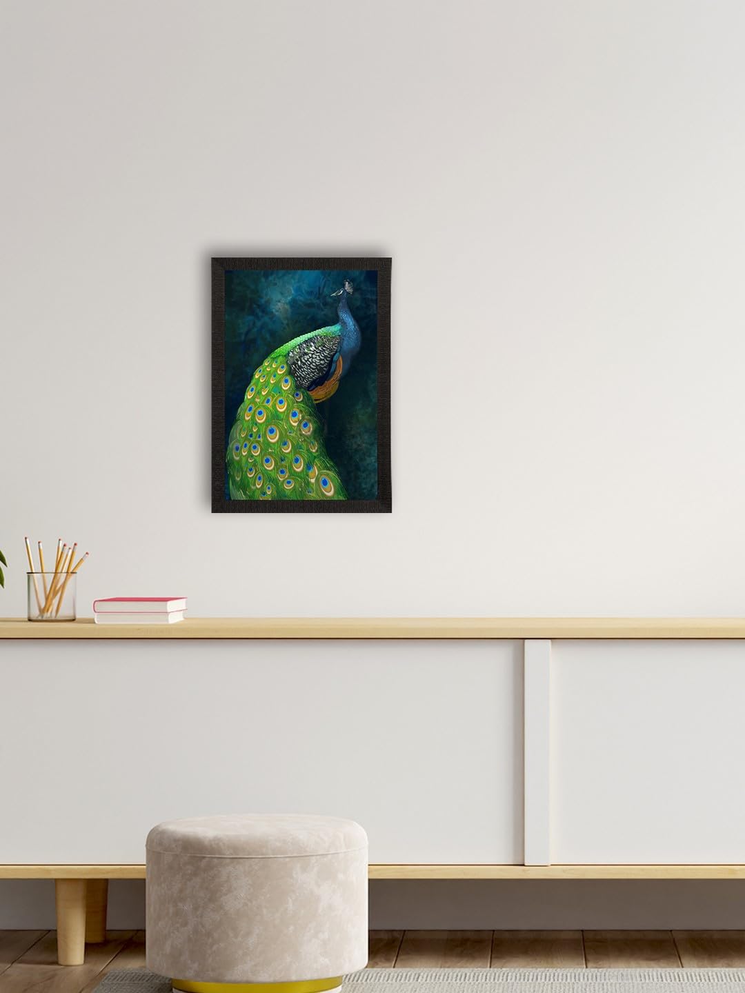 Ecraftindia Peacock Satin Matt Texture Uv Art Painting, Multicolour, One Size (Fpr2Abr107)