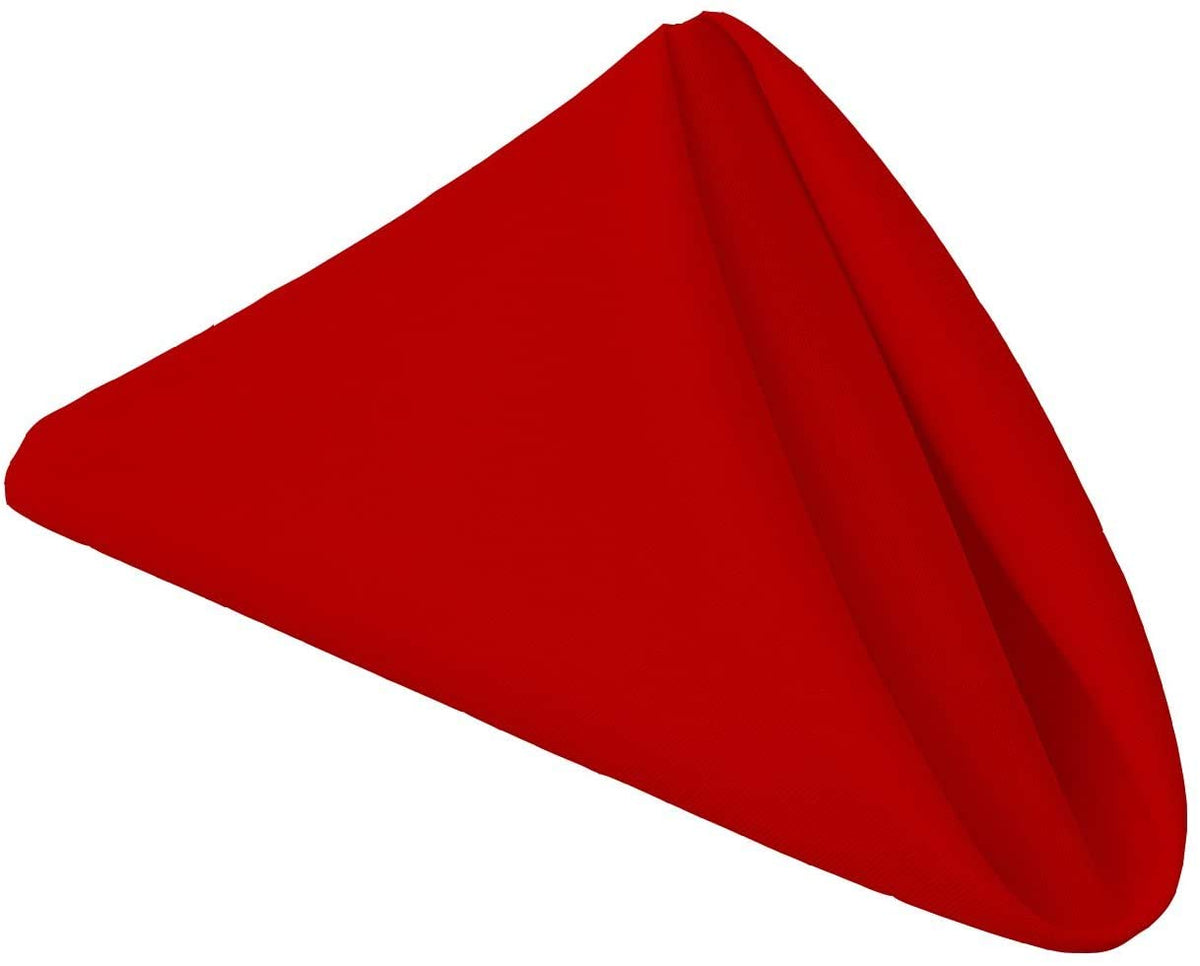 Ploymono Red Heavy Duty Cloth Napkins - 17 X 17 Inch Solid Washable Polyester Dinner Napkins - Set Of 8 Napkins With Hemmed Edge