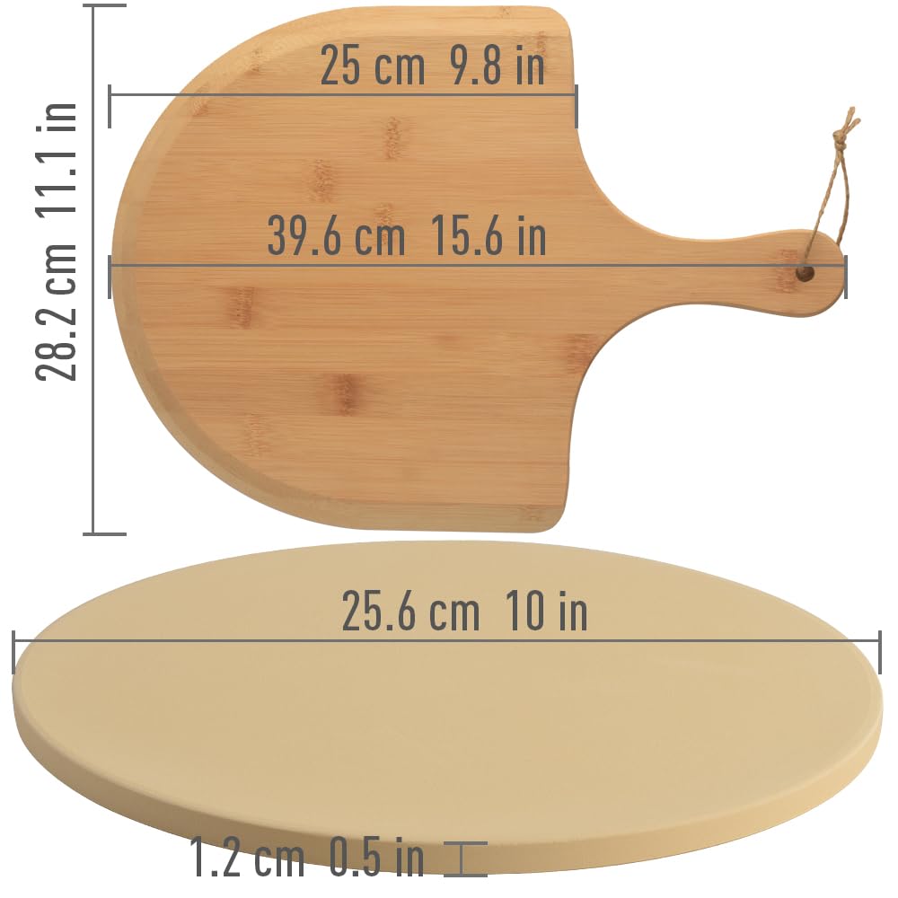 Homedge Pizza Stone Set, Heavy Duty Round Cordierite Baking Stone For Bread, Pizza, Thermal Shock Resistant Cooking Stone With B