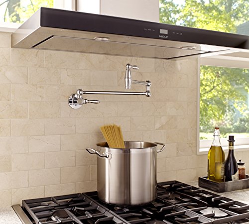 Pfister Port Haven Pot Filler Faucet, Wall Mounted Kitchen Faucet, Polished Nickel Gt533Tdd